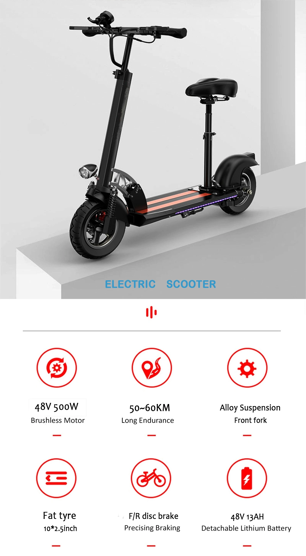 Two Wheels Foldable E Scooter Folding Adult Electric Mobility Scooter Adult Kick Self-Balancing E Scooter