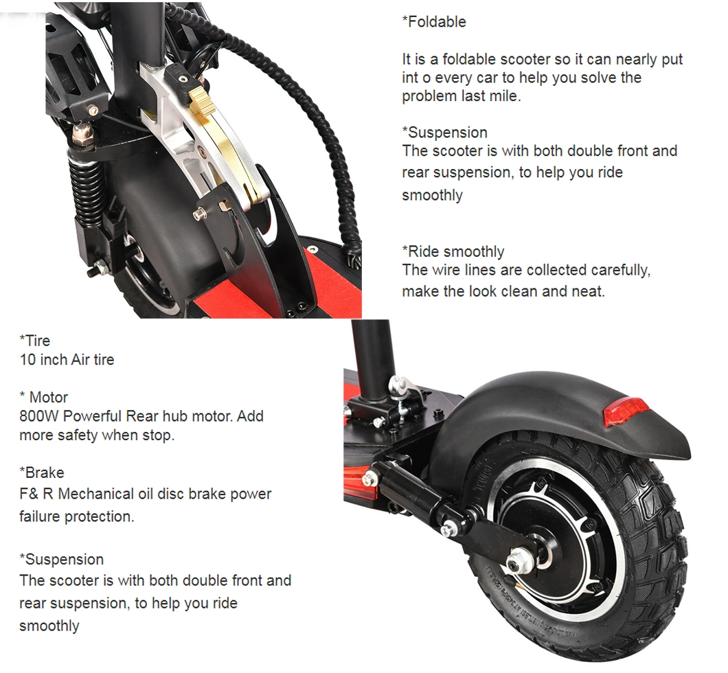 New 48V 1000W Adult Electric Scooter with Seat Light and Suspension Adult E Scooter